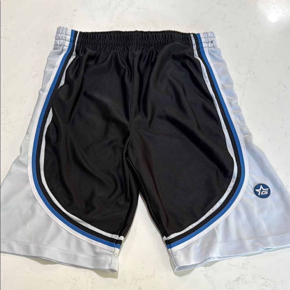 Getaway athletic shorts.  Youth Black and White Athletic Shorts.  Size large.